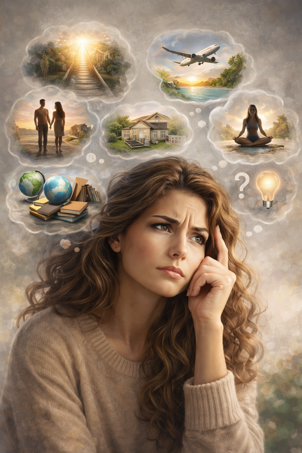 A young lady ponders her many options in life.